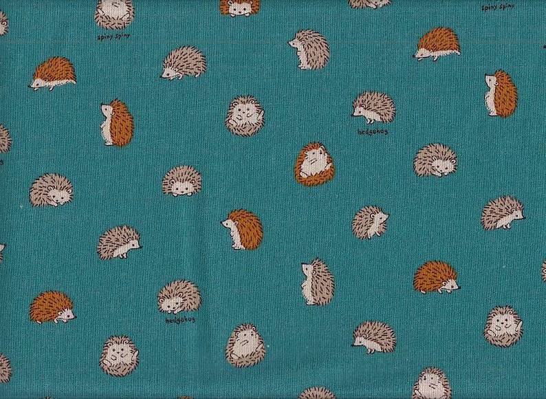 Hedgehog small turquoise Japan fabric cotton fabric cottonlinen 45 cm x 100 cm 17.90 Eurmeter goods