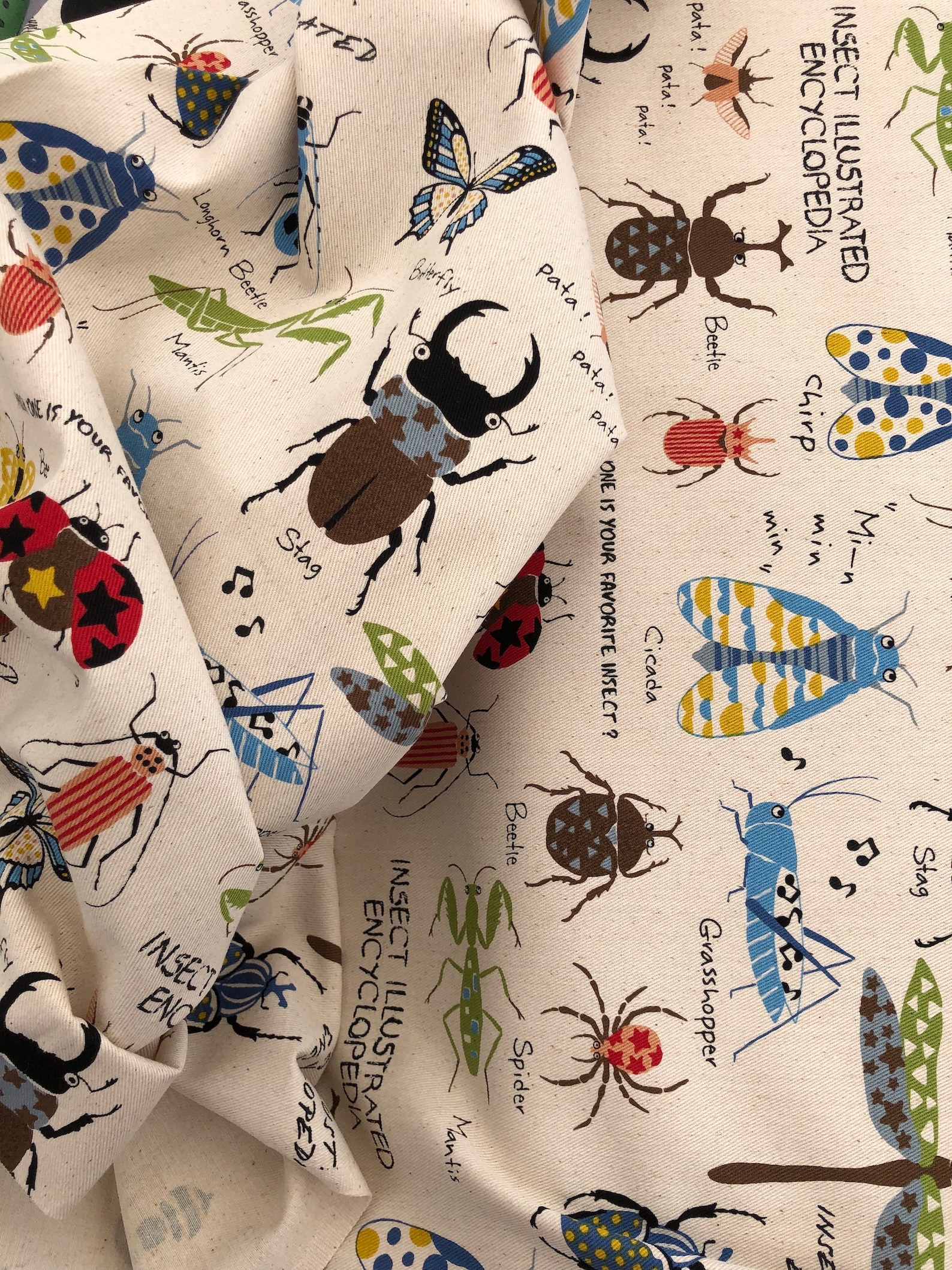 Insect Encyclopedia Natural Japan Fabric Cotton 1990 - Etsy