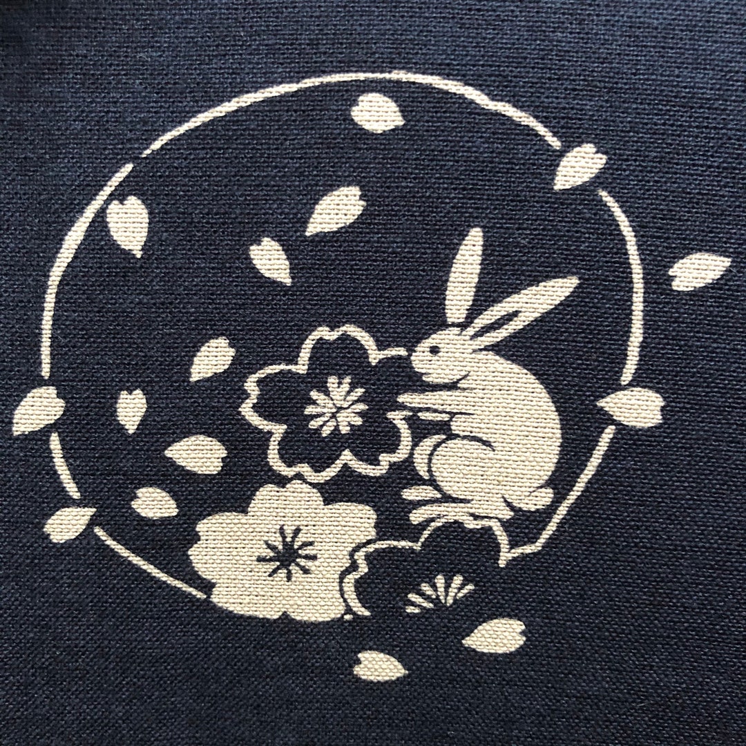 Panel Rabbits Blue 30 Motifs Japanese Fabric Cotton Fabric Cotton 88 Cm ...