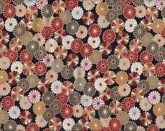 Small black chrysanthemums, Japanese fabric, traditional cotton, 50 cm x 110 cm, €22.90/meter, sold by the meter