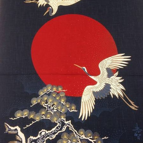 Panel crane for Japanese Noren Matsu wave cotton 45 cm x 110 cm 25.00 Euro/piece cotton fabric from Japan