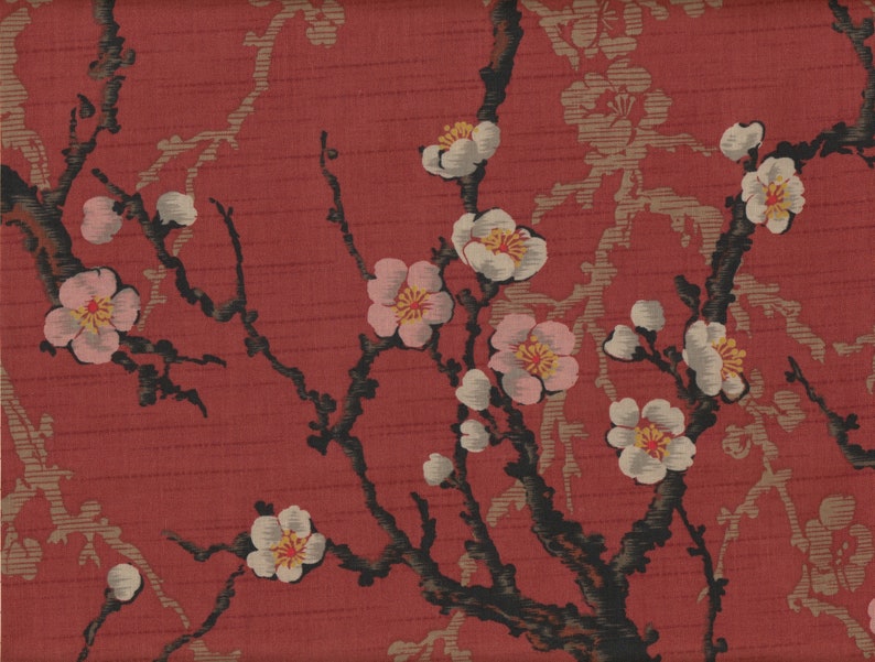 Blossom Branch Traditional Japanese Fabrics Kimono 19.90 Euro/Meter Sold by the Meter Japan Fabric by the Yard 18.31 Euro/yard Ume Blossom Cherry Red