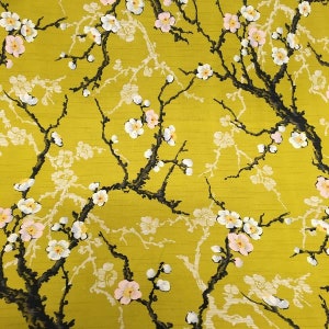 Blossom Branch Traditional Japanese Fabrics Kimono 19.90 Euro/Meter Sold by the Meter Japan Fabric by the Yard 18.31 Euro/yard Ume Blossom Cherry Yellow