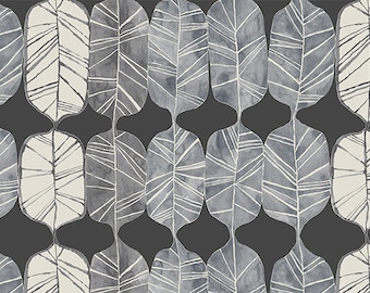 Black Japanese leaf print fabric, cotton, 50 cm x 110 cm, €22.90/meter, sold by the meter
