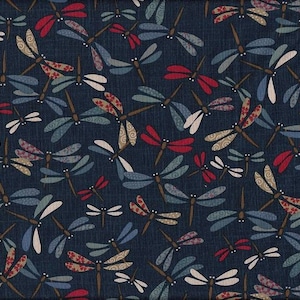 Blue fabric dragonfly colorful Japan fabric traditional cotton 50 cm x 110 cm 19.90 Eur/meter sold by the meter cotton fabric Made in Japan E0103a