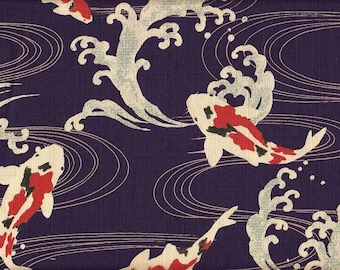 Koi purple Japanese fabric, traditional cotton dobby, 50 cm x 110 cm, €22.90/meter, sold by the meter
