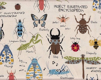 Insect Encyclopedia nature Japan Fabric Cotton 22.90 EUR/meter Fabric by the meter Cotton fabric