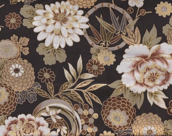 Tela japonesa Kiku marrón dorado algodón tradicional 50 cm x 110 cm 22,90 EUR/metro tela por metro