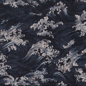 Waves dark blue traditional Japanese fabrics cotton 50 cm x 110 cm 20,90 Eur/Meter by the meter