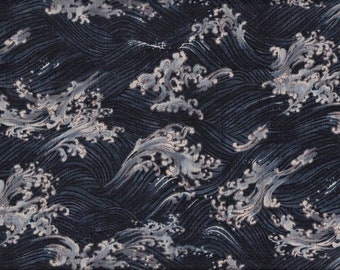 Wave pattern, dark blue, traditional Japanese fabric, cotton, 50 cm x 110 cm, €22.90/meter, sold by the meter