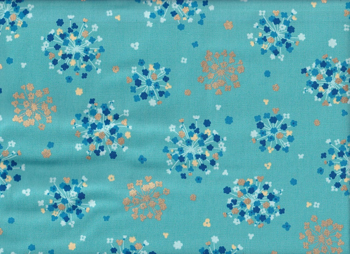 Hanabi Flower Light Blue Japanese Fabric Cotton Fabric Oxford Etsy