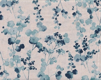 Flowering branches, natural blue, Japanese fabric, cotton/linen blend, 50 cm x 110 cm, €22.90/meter, sold by the meter