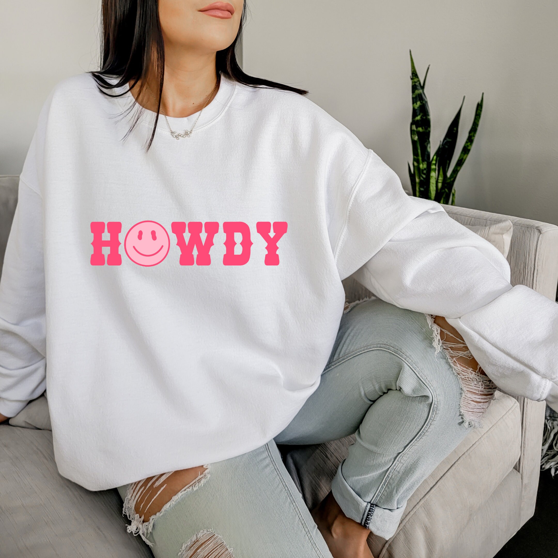 Howdy Drip Smiley Face Preppy Unisex Sweatshirt, Trendy Tik Tok Shirt, Gift for Teen, Girlfriend, Valentines Day, Galentines Day