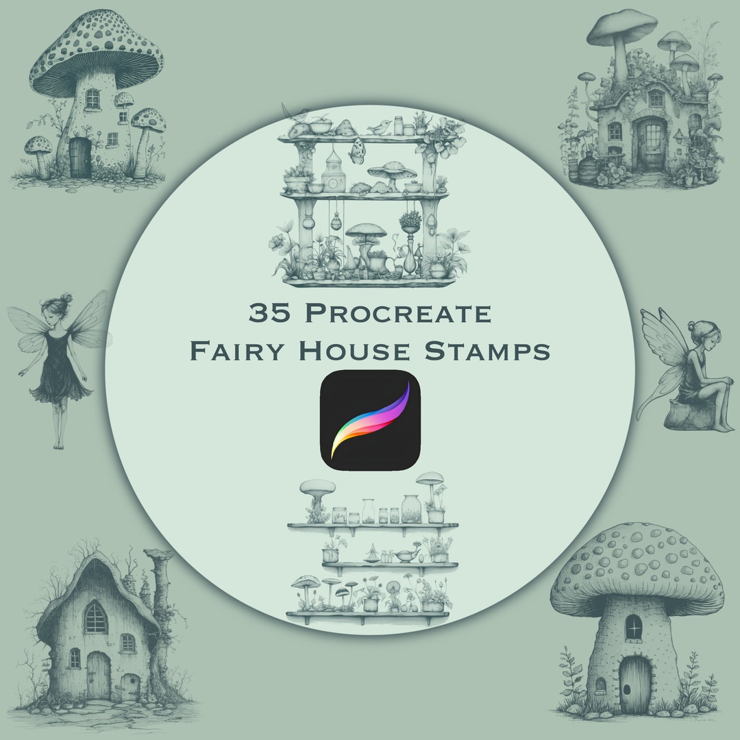 35 Procreate Fairy House Stamps - Digital Download, Procreate, Brush ...