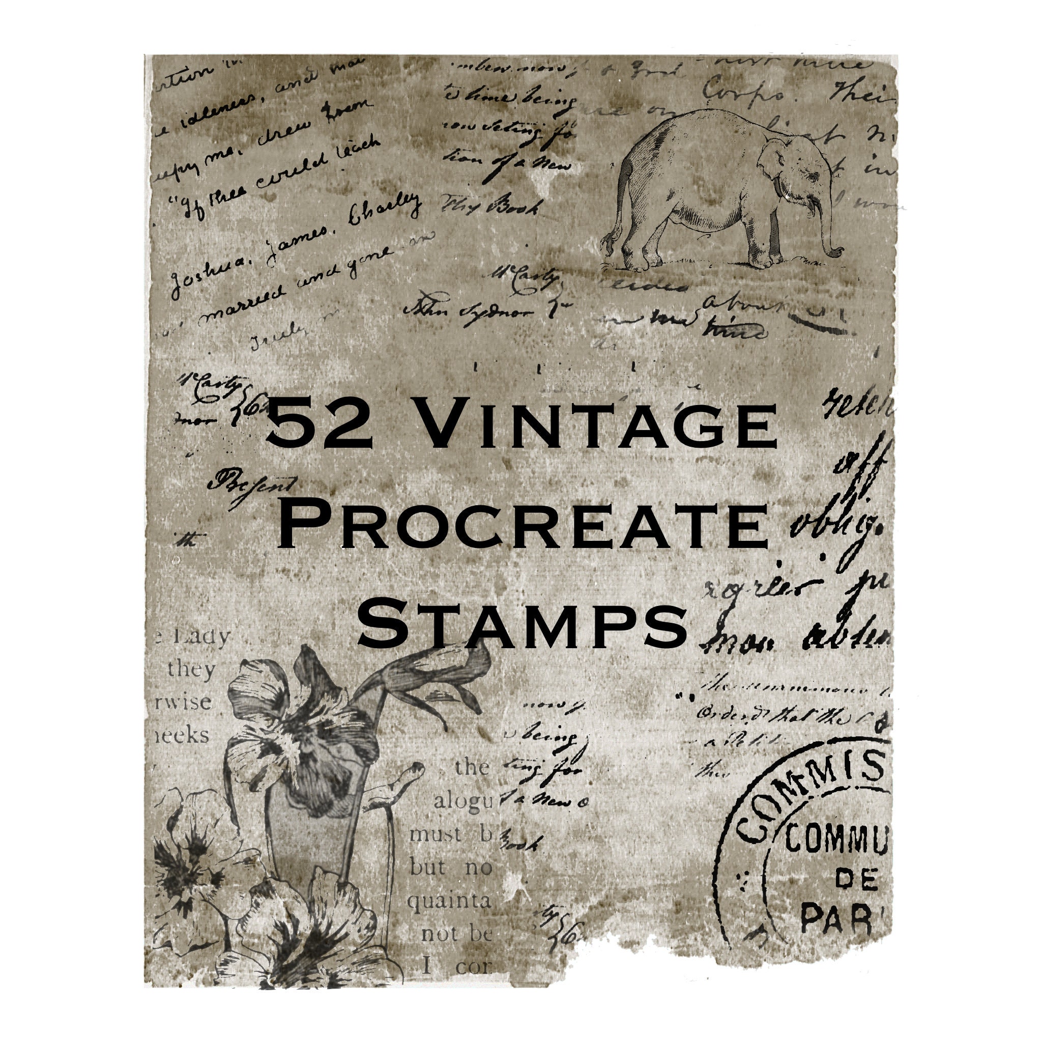 Vintage Journaling Acrylic Stamp Set, Junk Journal Stamps, Clear Acrylic  Stamps, Typewriter, Bicycle, Document, Ephemera 