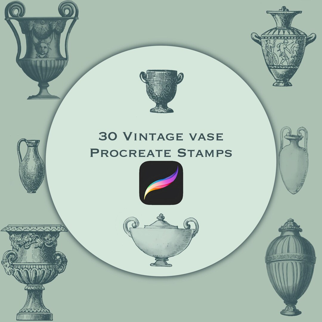 30 Vintage Vase Procreate Stamps - Digital Download, Doodles, Art ...