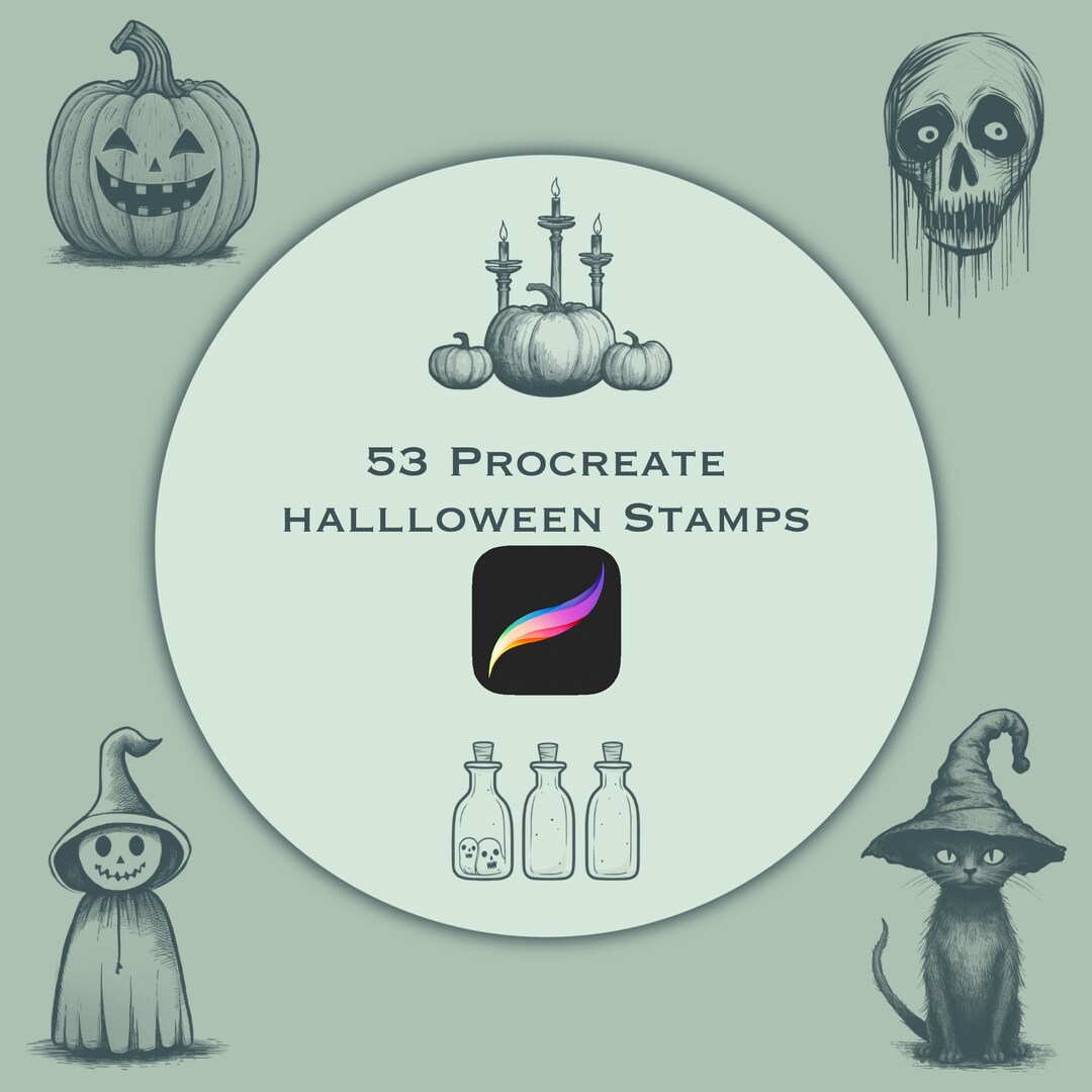 53 Procreate Halloween Stamps - Digital Download, Procreate, Brush Set ...