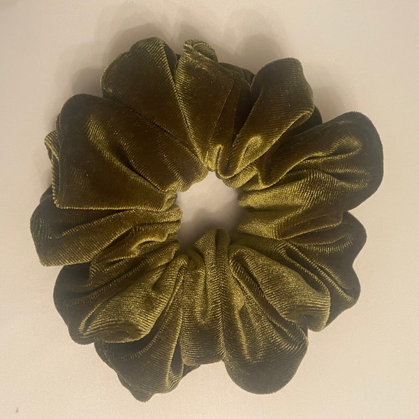 XXL Oversized OLIVE GREEN  Velvet Scrunchie | Extra Large Velvet Hair Scrunchie | Regular Size Olive Green Velvet Scrunchie