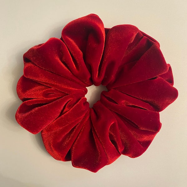 XXL Oversized Red Velvet Scrunchie | Extra Large Velvet Hair Scrunchie | Regular Size Red Velvet Scrunchie