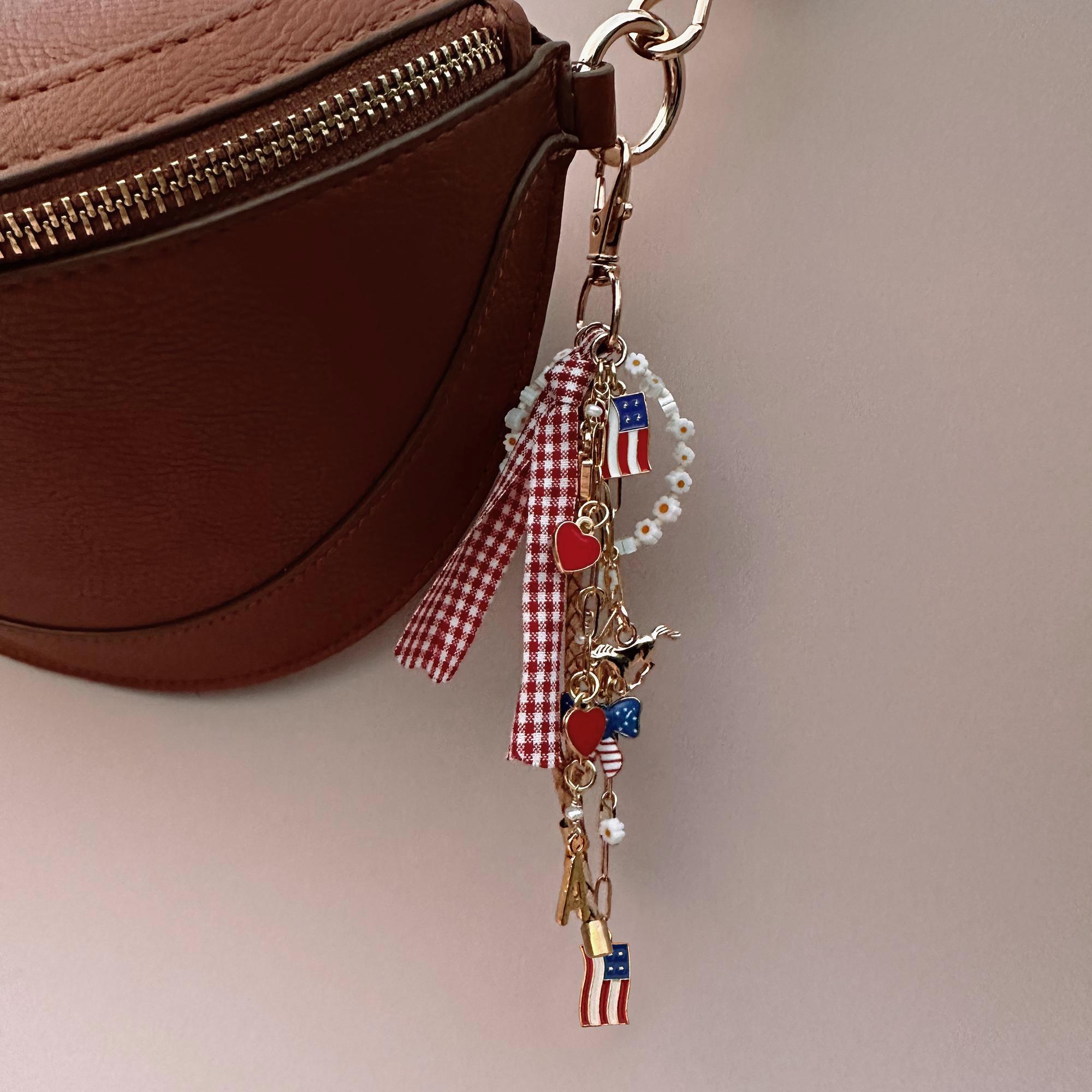 Blue Leather Bag Charm - Etsy