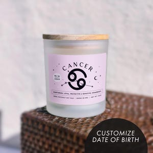 Cancer Zodiac Sign Candle for Personalizing Trendy Modern Design Astrology Candle Custom Cancer Star Sign Gift Minimalist Horoscope Candle