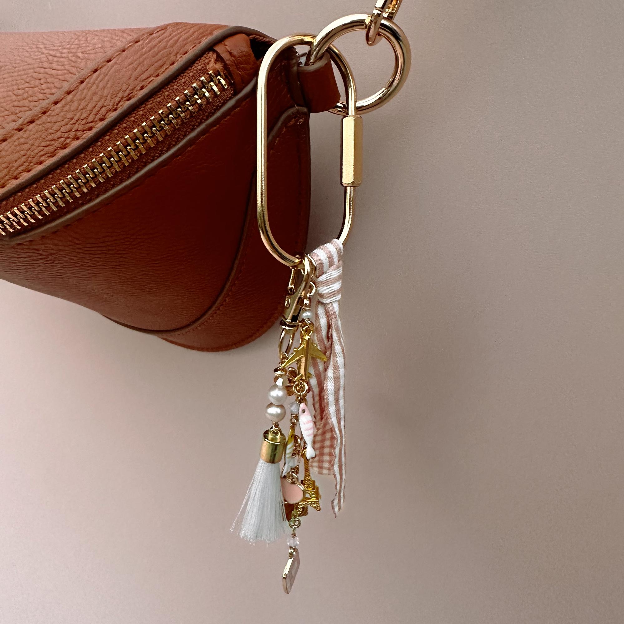 Paris Bag Charm: Eiffel Tower, Croissant, & Gingham Bow - Etsy