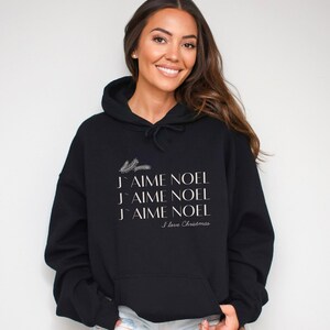 French Christmas Sweatshirt Holiday Crewneck Gift Minimalist Xmas Hoodie Parisian Christmas Holiday Chic Festive Sweater J’aime Noel Hoodie