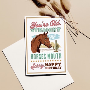 Horse Theme Funny Birthday Card Western Style Printable Gift Horse Illustration Rustic Horse Sarcastic Humor Cowboy Theme Birthday Gift