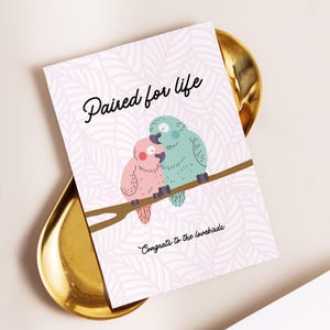 Lovebirds Wedding Greeting Card Printable Engagement Bride Groom Card Congratulations Newlywed Card Romantic Forever Wedding Card