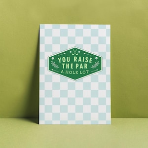 Tarjeta de golf para el Día del Padre, tarjeta de cumpleaños para golfistas, tarjeta de juego de palabras con golf, tarjeta de felicitación con temática de golf, estilo retro moderno, juego de regalo de golf con temática de club de campo.