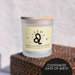 Personalized Leo Zodiac Candle: Coconut Soy Wax Astrology Gift