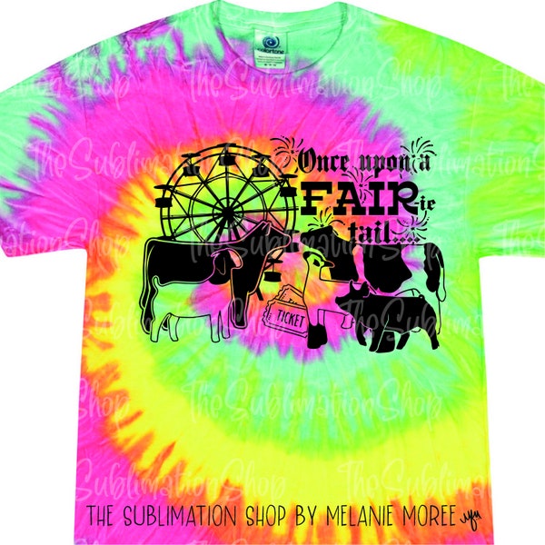 Once Upon a Fair-ie Tail Graphic Tee | Adult 5.4 oz., 100% Cotton T-Shirt | Minty Rainbow Tie Dye Tee