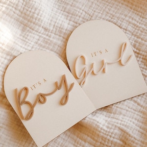 Carte révélation bébé en bois / Sexe du bébé / Gender reveal / Annonce grossesse / Carte étape / Cadeau future maman