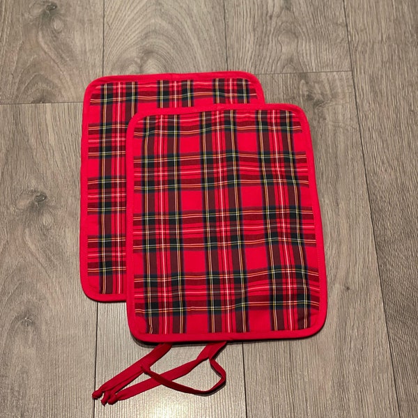 RAYBURN 200 300 400 Lid Cover Mat Pad  Hob Cover With Straps Red Royal Stewart Cotton Tartan
