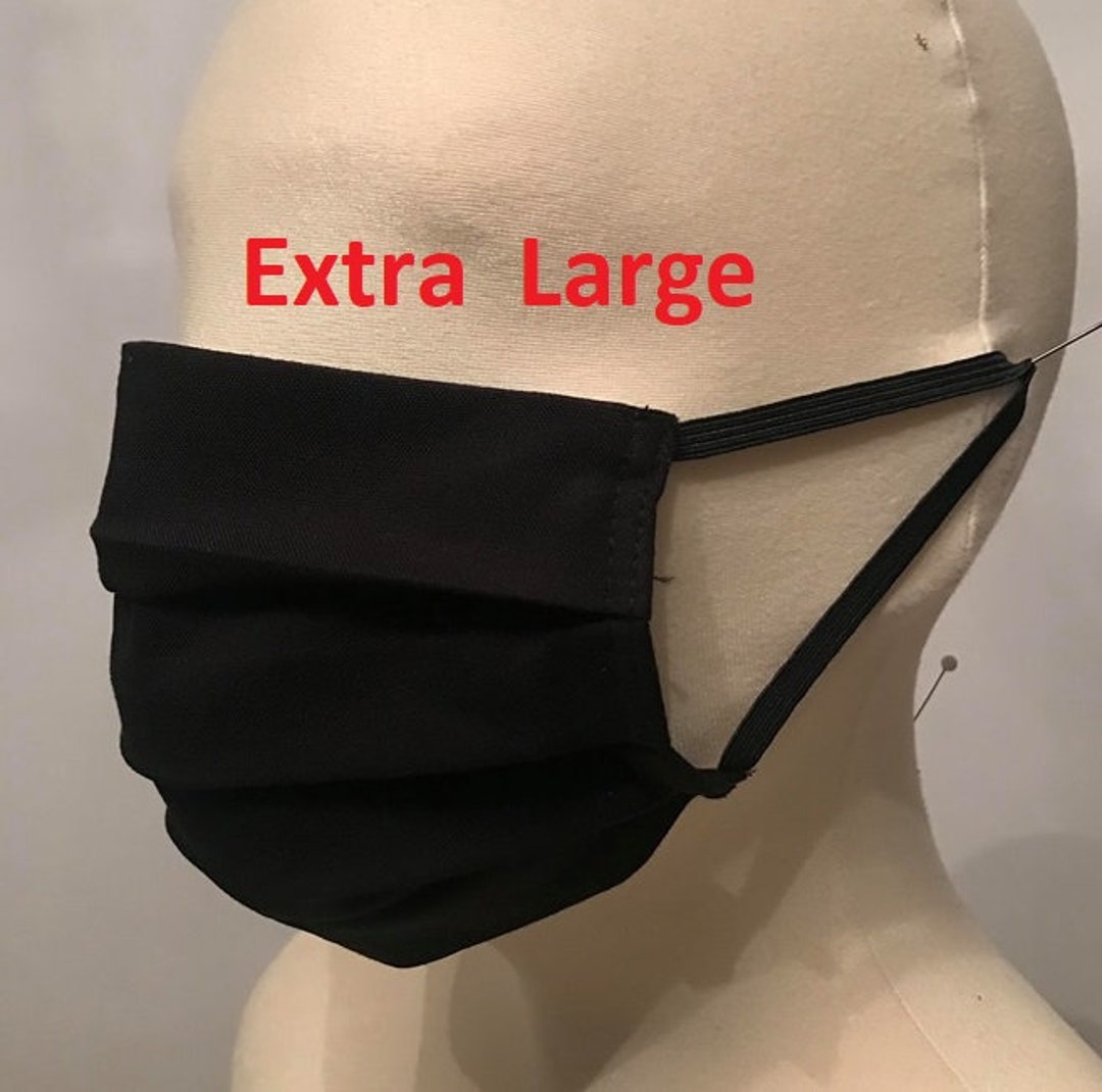 EXTRA LARGE Beard Friendly Black Face Mask Eco Friendly Cotton Washable ...