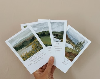 Hand-Painted Scripture Verse Cards with Wooden Stand: Christian Gift
