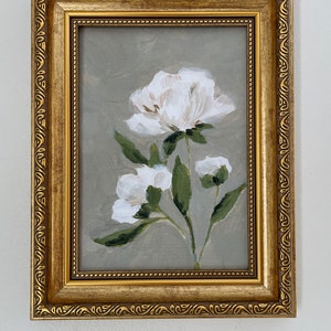 Peony Acrylic Painting French Decor Vintage Style Art Pink Flower Painting White Peony French Decor NOT FRAMED image 5