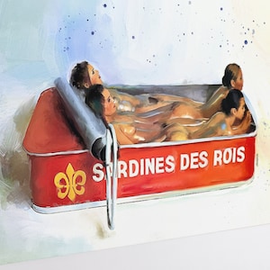 Sardinen Des Rois a l'Huile Leinwanddruck | Sardinen der Könige | Vintage 1970er Jahre Sardinen | Retro-Kunst für Küchendekoration | Sardinenwerbung