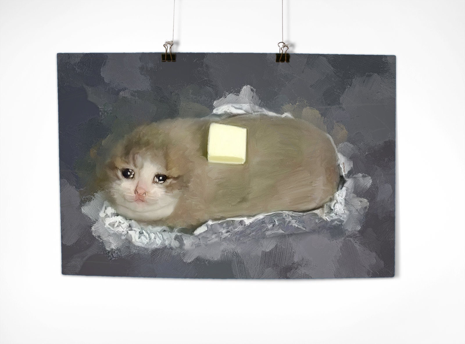 Sad Cat Meme Poster sad Cat Meme Wall Art cursed Cat Meme Etsy Canada