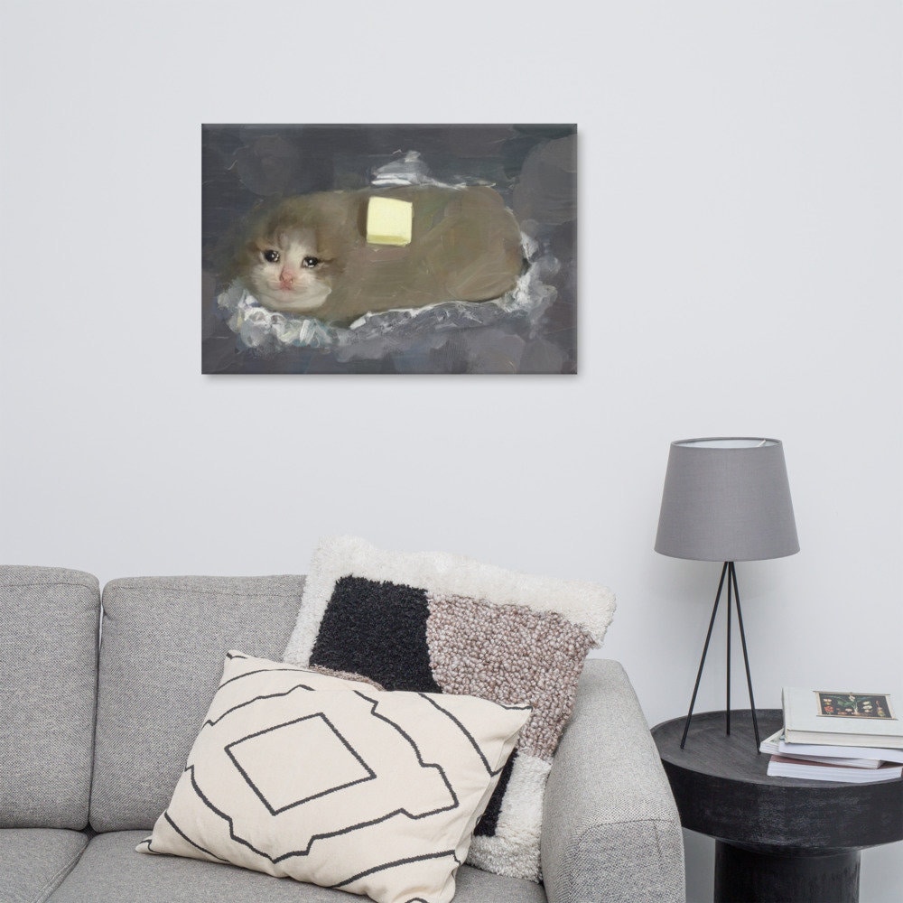 Sad Cat meme Painting on Canvas Sad Cat meme Poster Sad Cat meme Wall