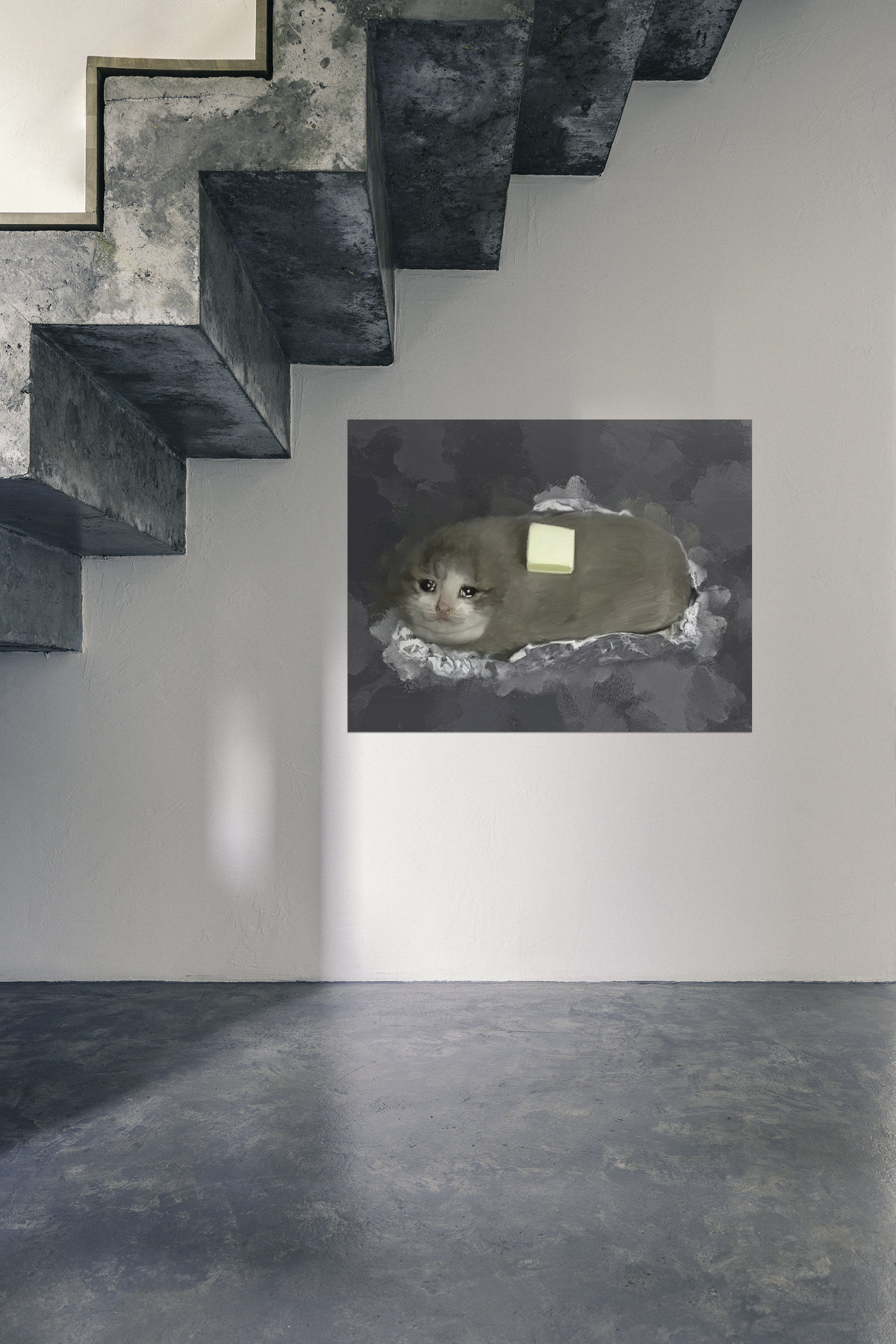 Sad Cat Meme Poster sad Cat Meme Wall Art cursed Cat Meme Etsy Canada