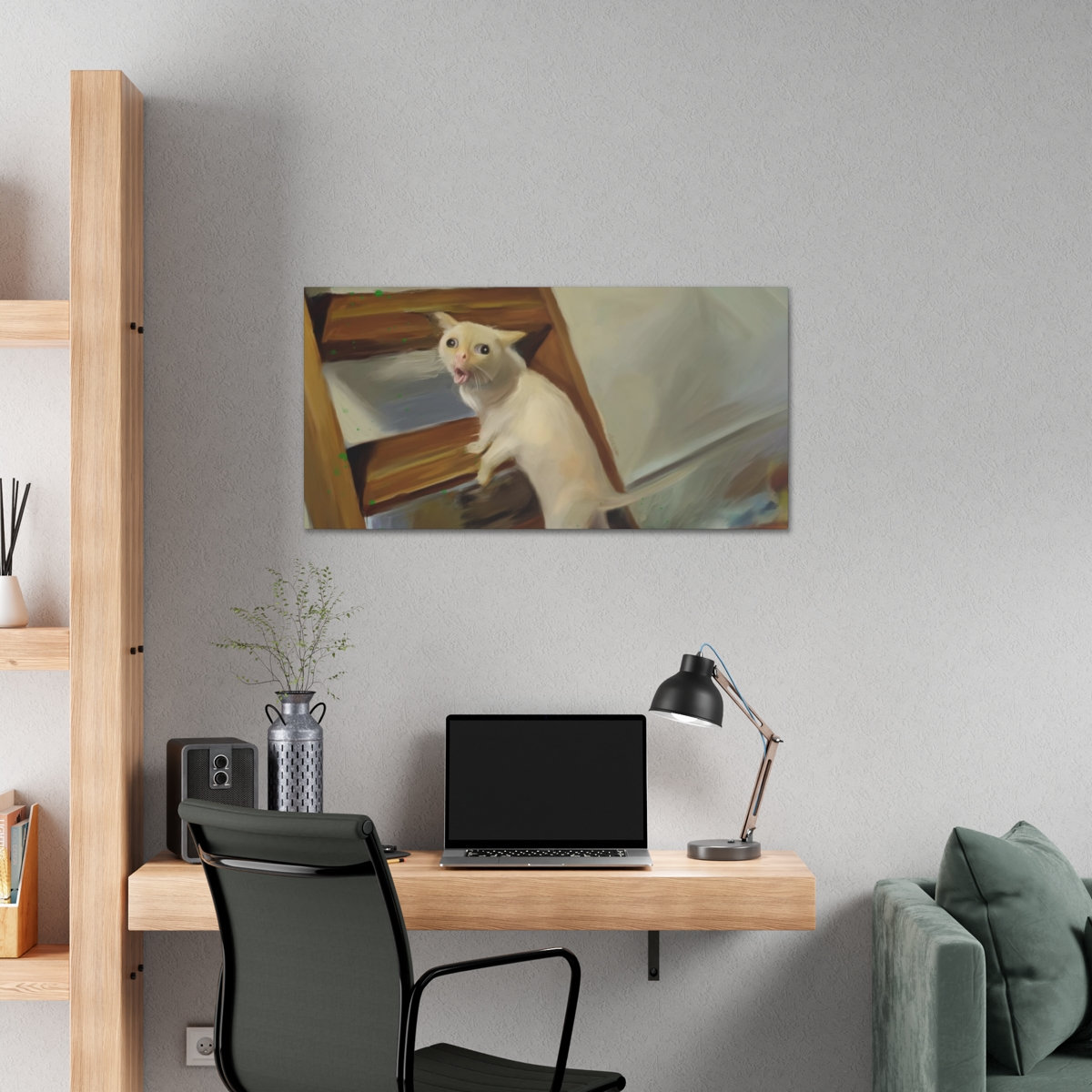 Coughing Cat Meme Painting on Canvas coughing Cat Meme Wall Etsy