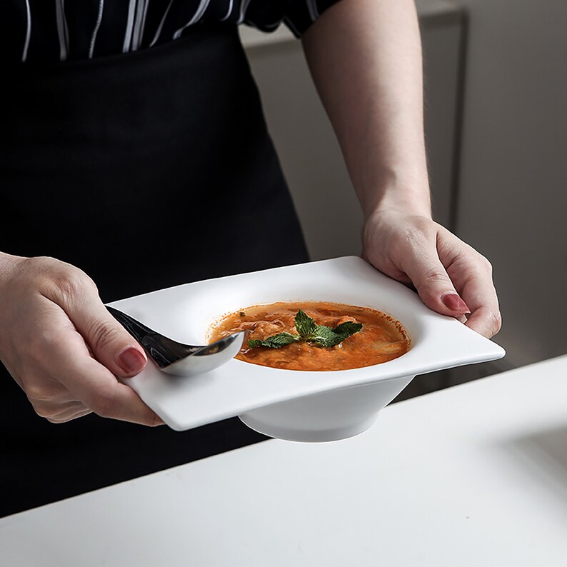 Matte Ceramic Bowls Square Soup Bowls Ceramic Pasta Bowl Etsy