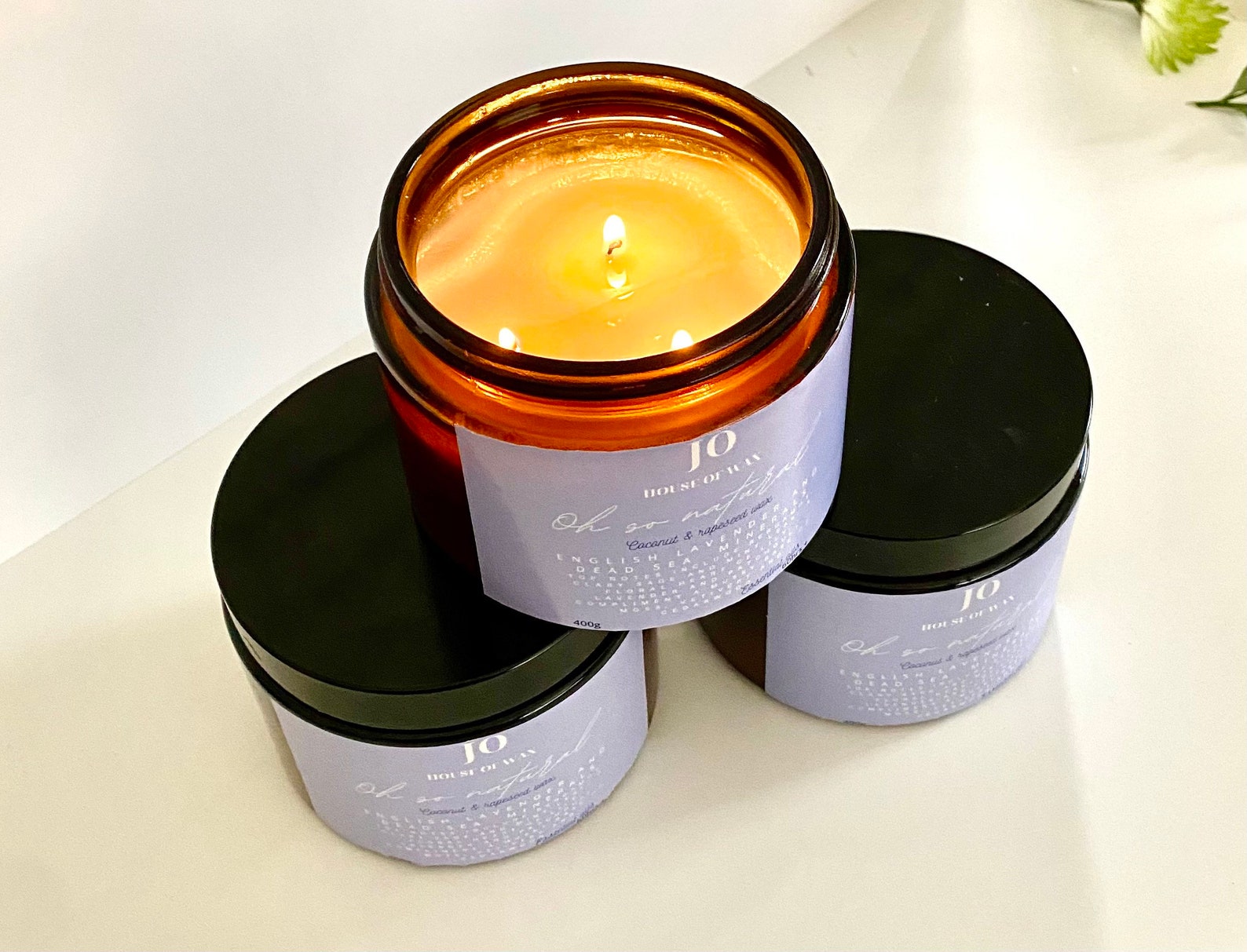 Large 400g three wick coconut & rapeseed wax candle Etsy