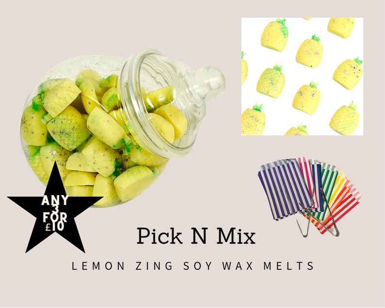 Lemon zing wax melts cute pineapple shapes from the pick N mix image 1