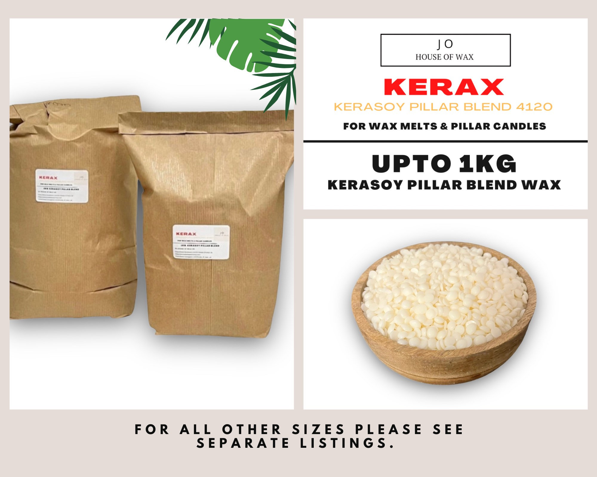 Kerax Kerasoy Pillar Blend 4120 100% Natural Soy Wax Pastels for