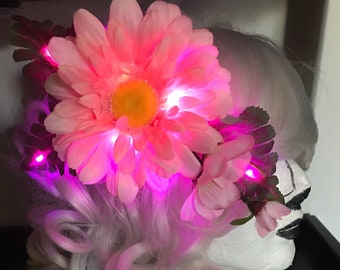 LED Illuminated Light Up Tropical Plumeria and Papaya Festival Hair Clip