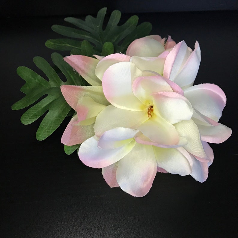 LED Illuminated Light Up Tropical Plumeria and Papaya Festival Hair Clip