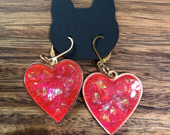 UV Reactive Hot Pink Lovecore Opal Holographic Glitter Valentine&#39;s Earrings