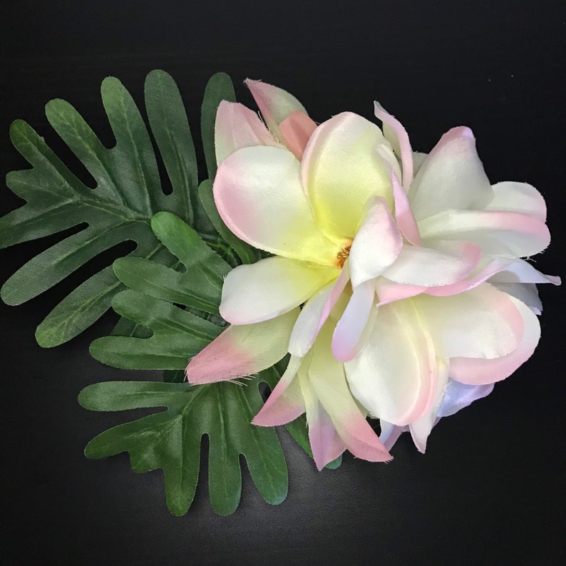 LED Illuminated Light Up Tropical Plumeria and Papaya Festival Hair Clip